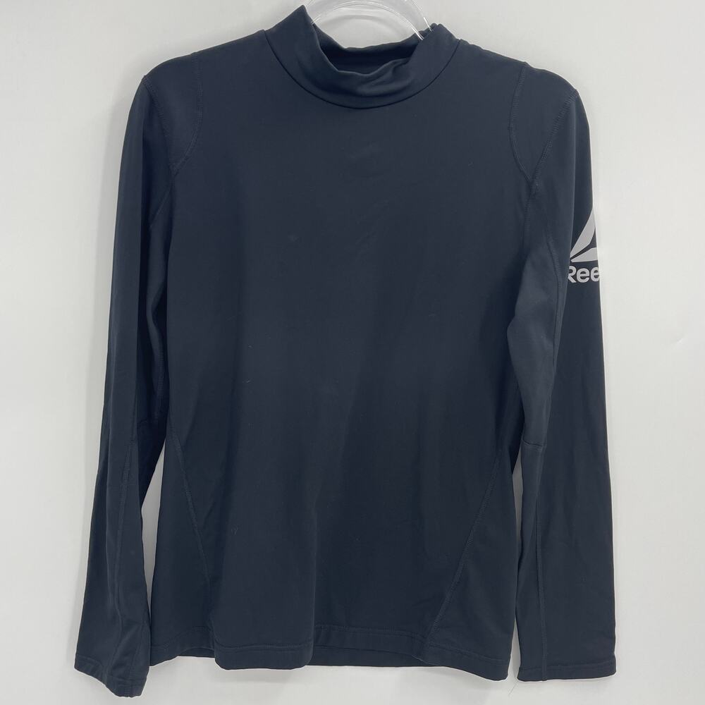 REEBOK Womens Mock Neck Athletic Shirt Size M Long Sleeve Cold Weather Top